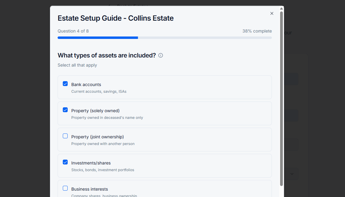Tell us about the estate in plain English. We'll create your personalised roadmap in 5 minutes.